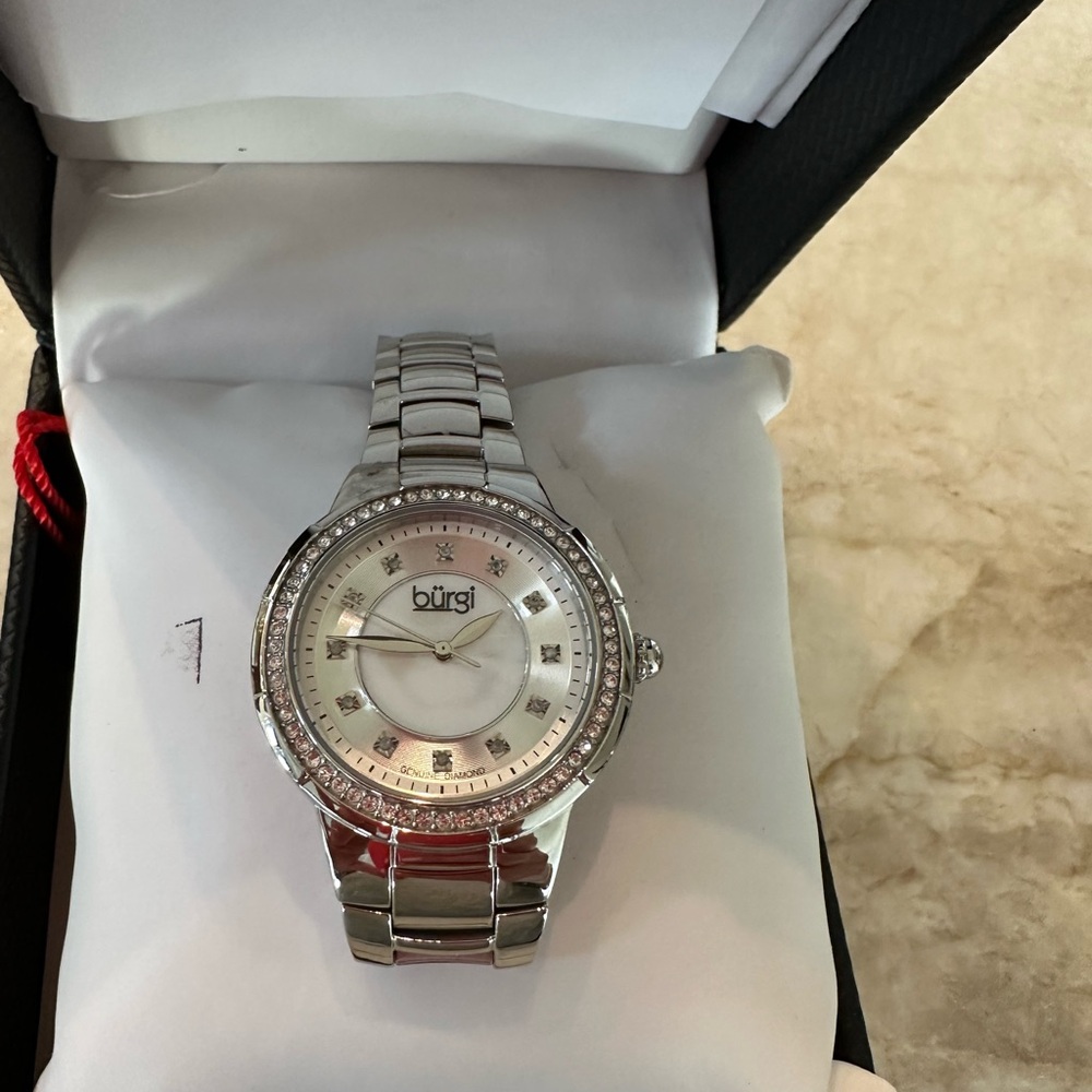 Silver Bürgi Women's Watch with Crystal Accents